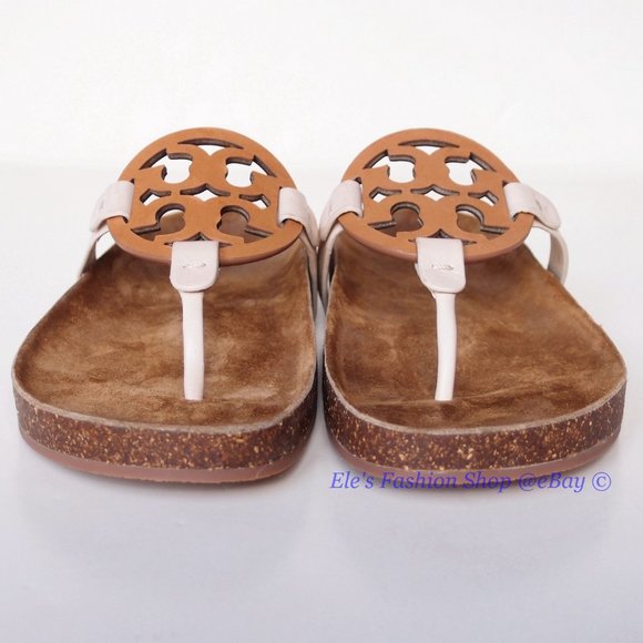 NIB Tory Burch Miller Cloud Leather Sandal Cream Caramel 6.5 7 7.5 8.5 9 9.5 10